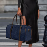 Dark Blue Denim Jeans Print Duffle Bag