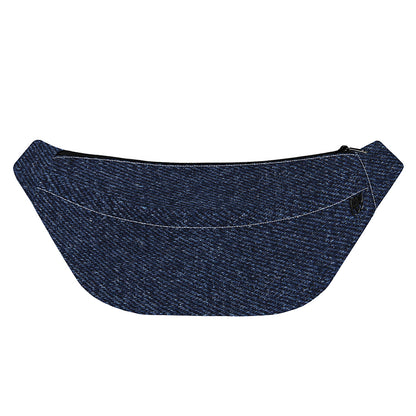 Dark Blue Denim Jeans Print Fanny Pack