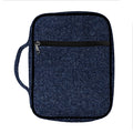 Dark Blue Denim Jeans Print Front Pocket Bible Bag