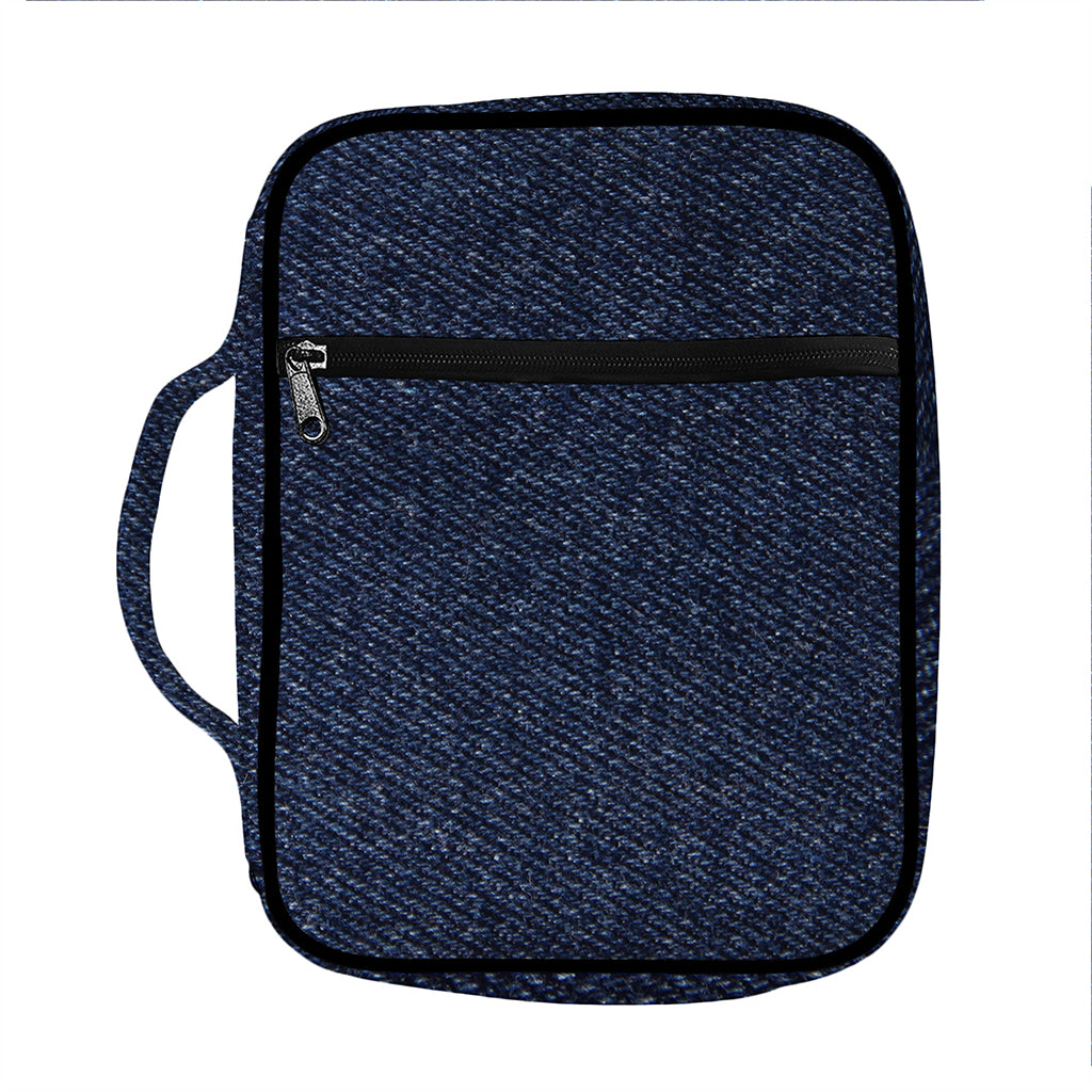 Dark Blue Denim Jeans Print Front Pocket Bible Bag