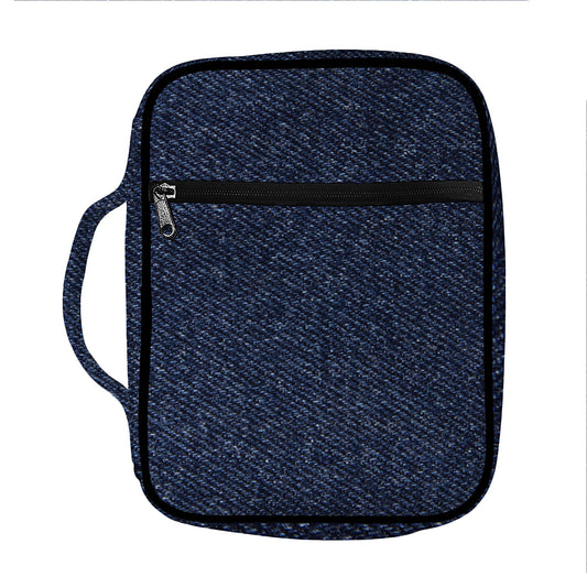 Dark Blue Denim Jeans Print Front Pocket Bible Bag