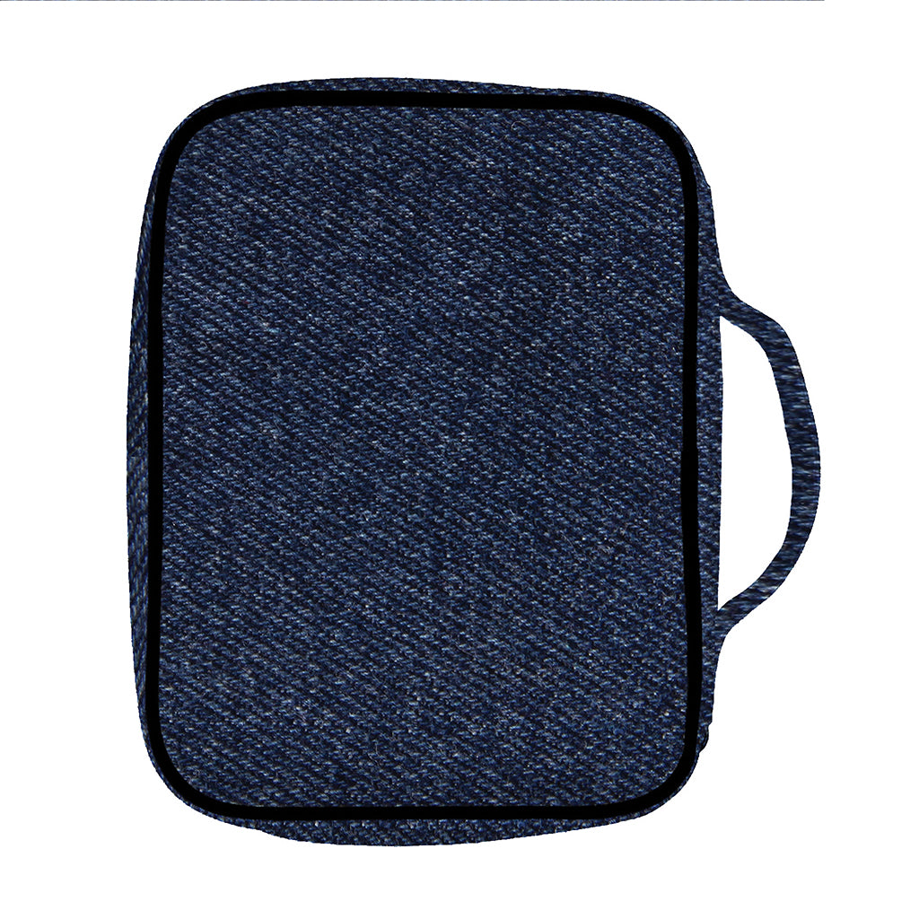 Dark Blue Denim Jeans Print Front Pocket Bible Bag