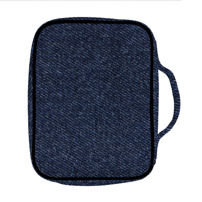 Dark Blue Denim Jeans Print Front Pocket Bible Bag