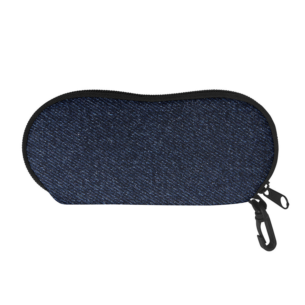 Dark Blue Denim Jeans Print Glasses Case