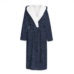 Dark Blue Denim Jeans Print Hooded Bathrobe