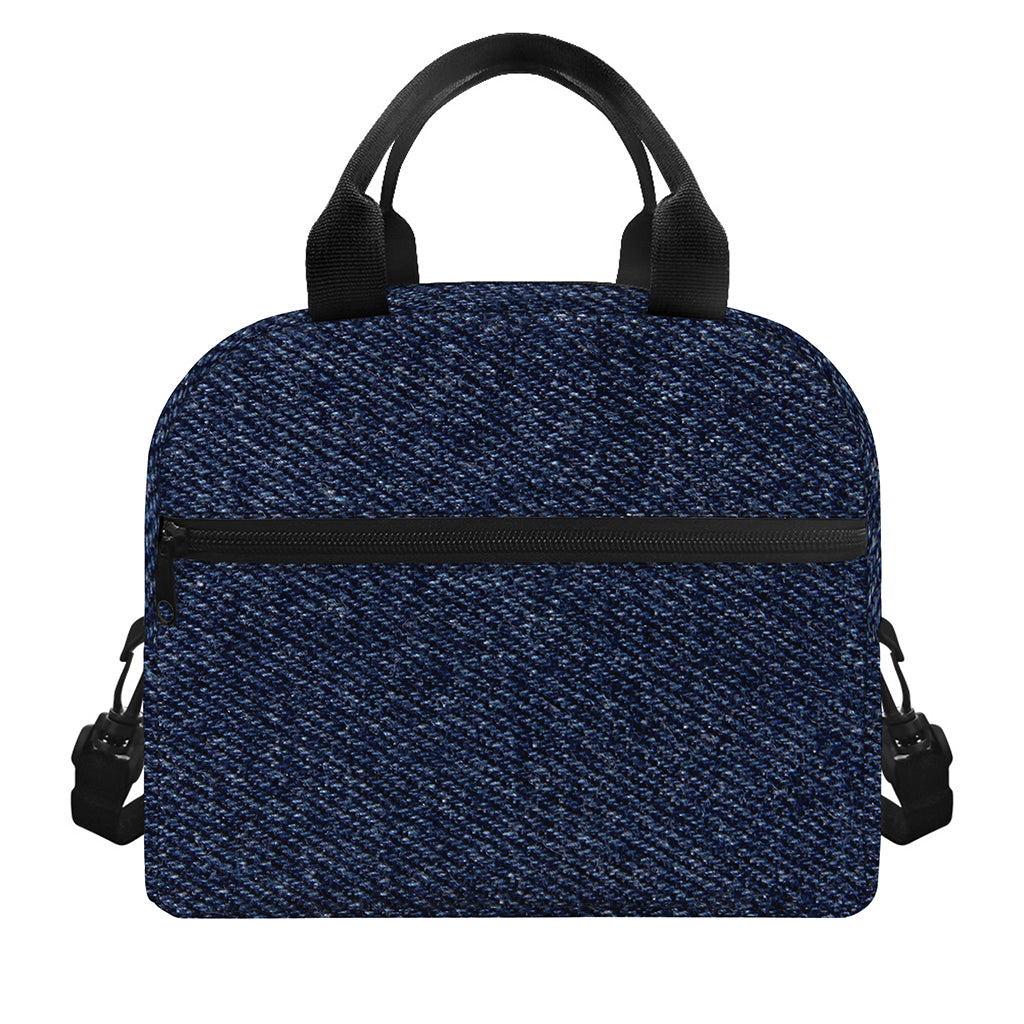 Dark Blue Denim Jeans Print Insulated Lunch Bag