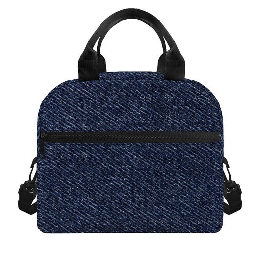 Dark Blue Denim Jeans Print Insulated Lunch Bag