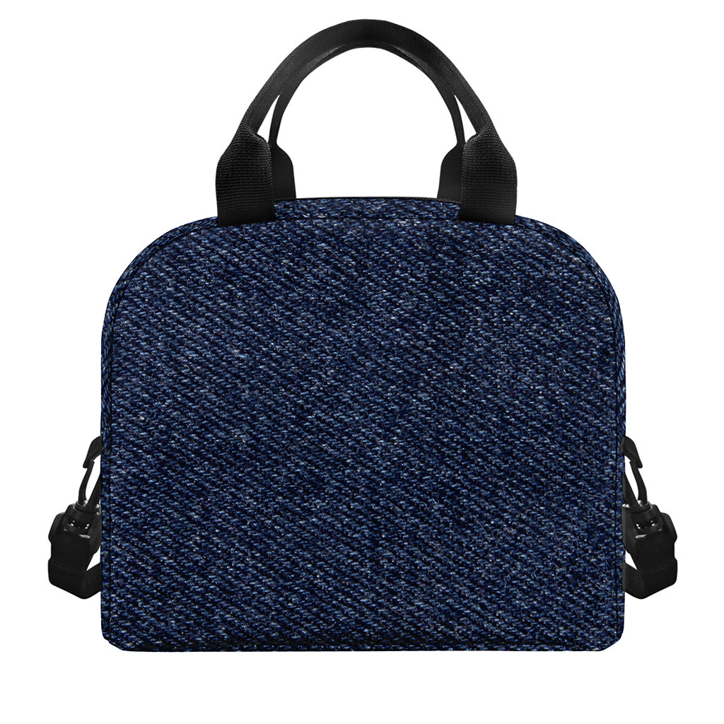 Dark Blue Denim Jeans Print Insulated Lunch Bag