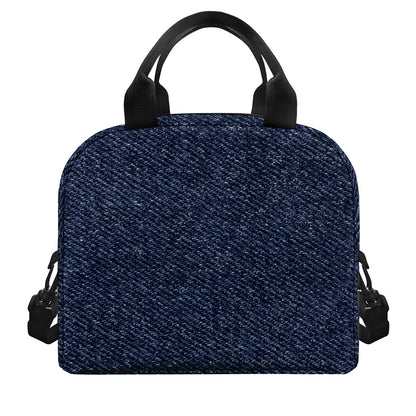 Dark Blue Denim Jeans Print Insulated Lunch Bag