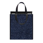 Dark Blue Denim Jeans Print Insulated Lunch Tote