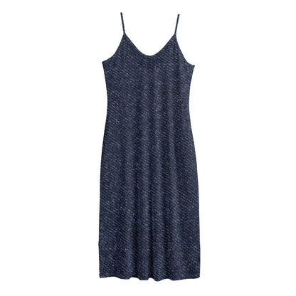 Dark Blue Denim Jeans Print Jersey Midi Cami Dress