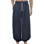 Dark Blue Denim Jeans Print Lantern Pants