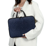 Dark Blue Denim Jeans Print Laptop Sleeve With Handle