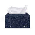 Dark Blue Denim Jeans Print Leather Tissue Box Cover