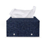 Dark Blue Denim Jeans Print Leather Tissue Box Cover