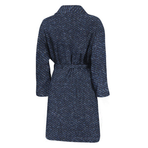 Dark Blue Denim Jeans Print Men's Bathrobe