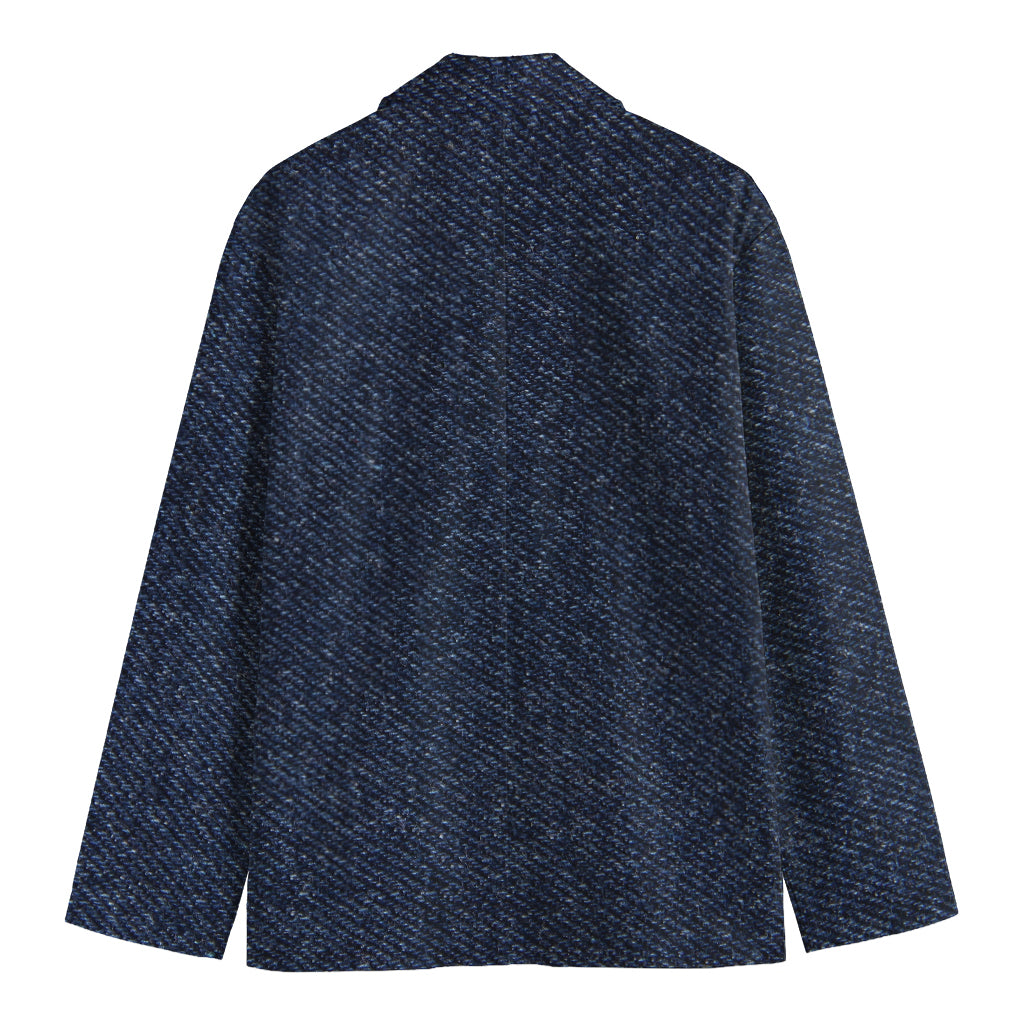 Dark Blue Denim Jeans Print Men's Blazer