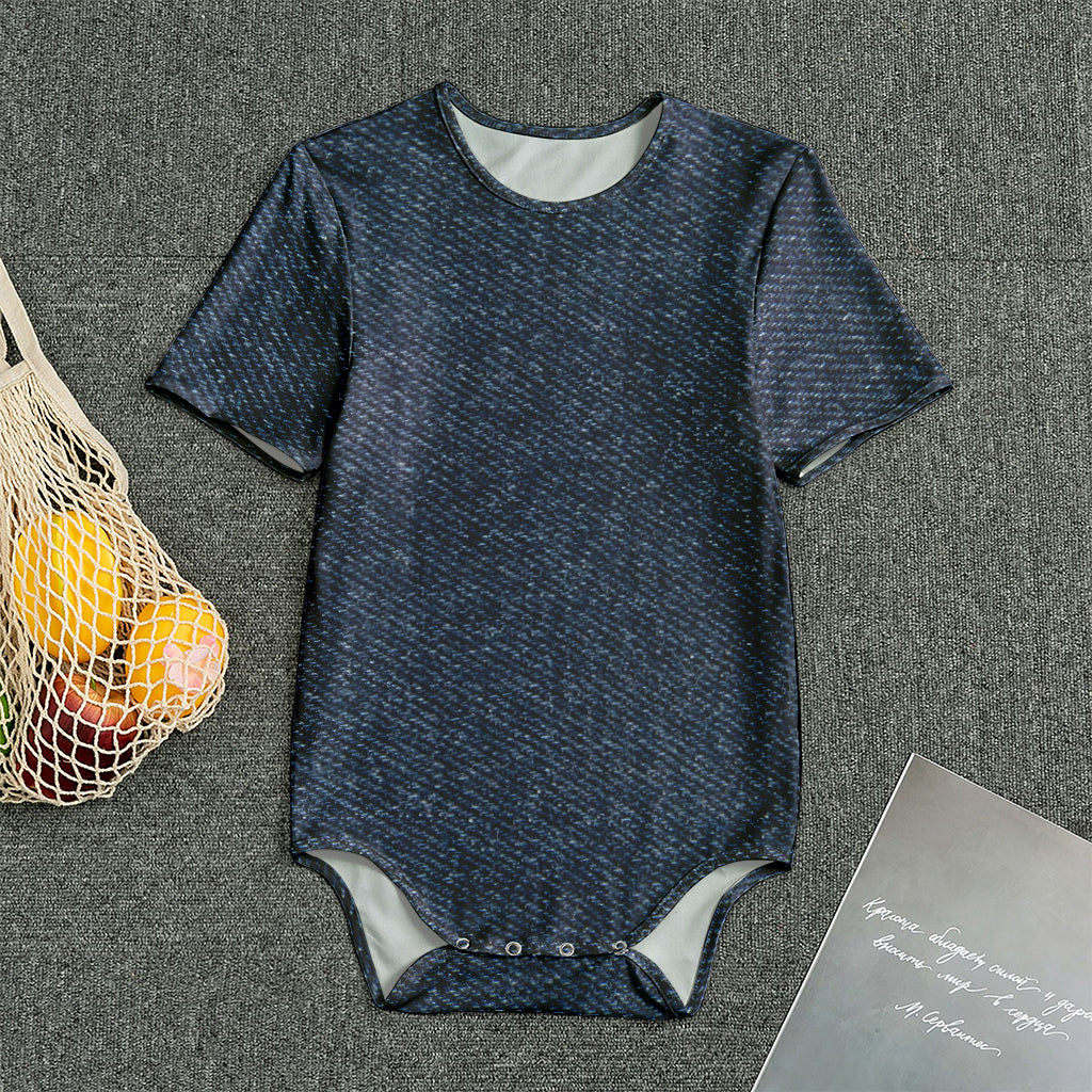 Dark Blue Denim Jeans Print Men's Bodysuit