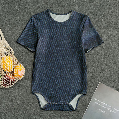 Dark Blue Denim Jeans Print Men's Bodysuit