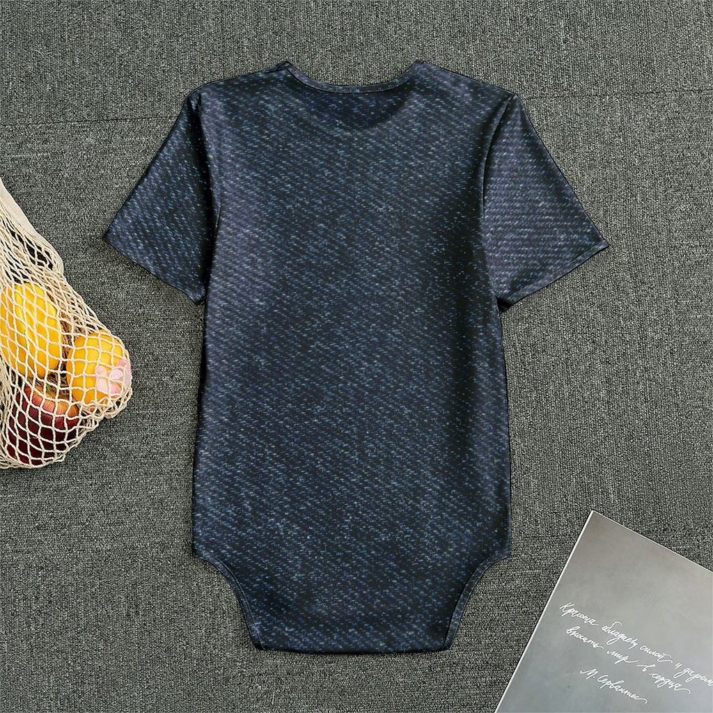 Dark Blue Denim Jeans Print Men's Bodysuit