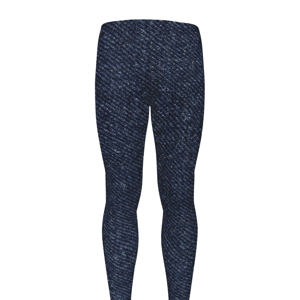 Dark Blue Denim Jeans Print Men's leggings