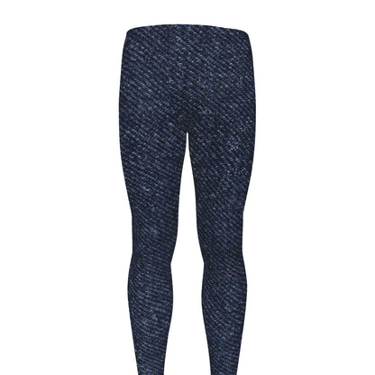 Dark Blue Denim Jeans Print Men's leggings