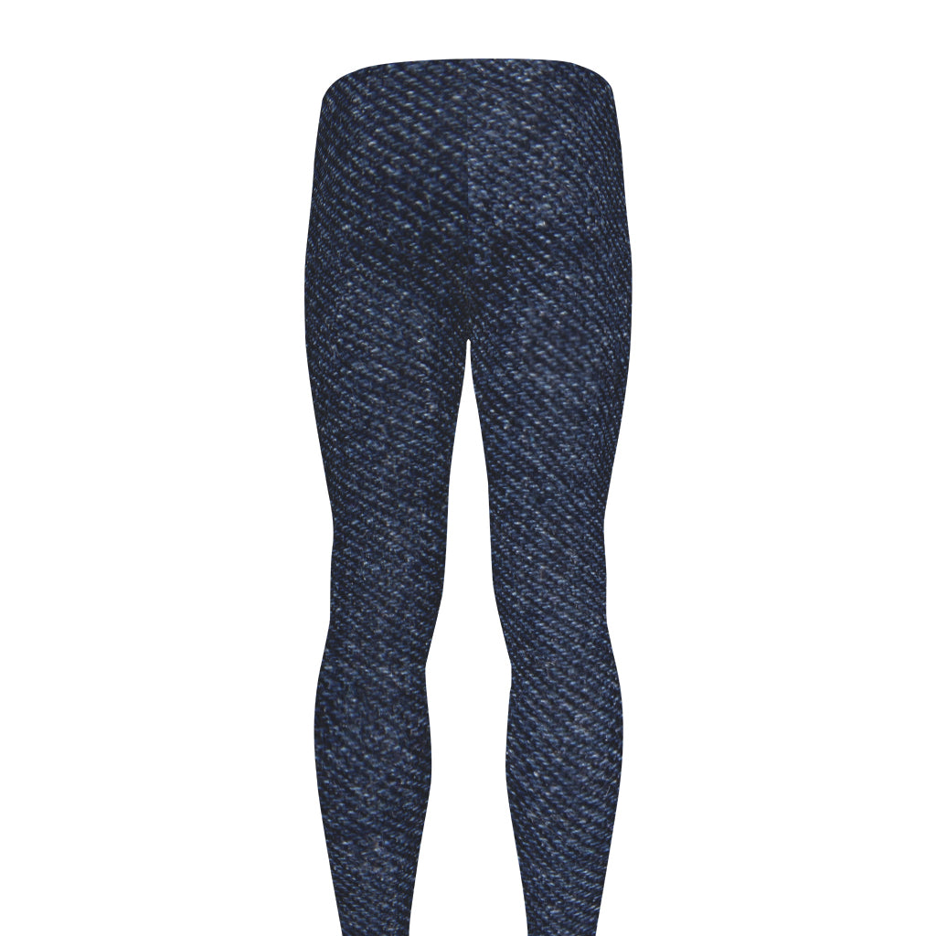 Dark Blue Denim Jeans Print Men's leggings