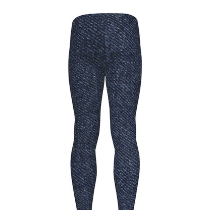 Dark Blue Denim Jeans Print Men's leggings
