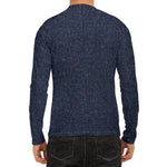 Dark Blue Denim Jeans Print Men's Long Sleeve Rash Guard
