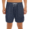 Dark Blue Denim Jeans Print Men's Split Running Shorts
