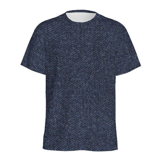 Dark Blue Denim Jeans Print Men's Sports T-Shirt