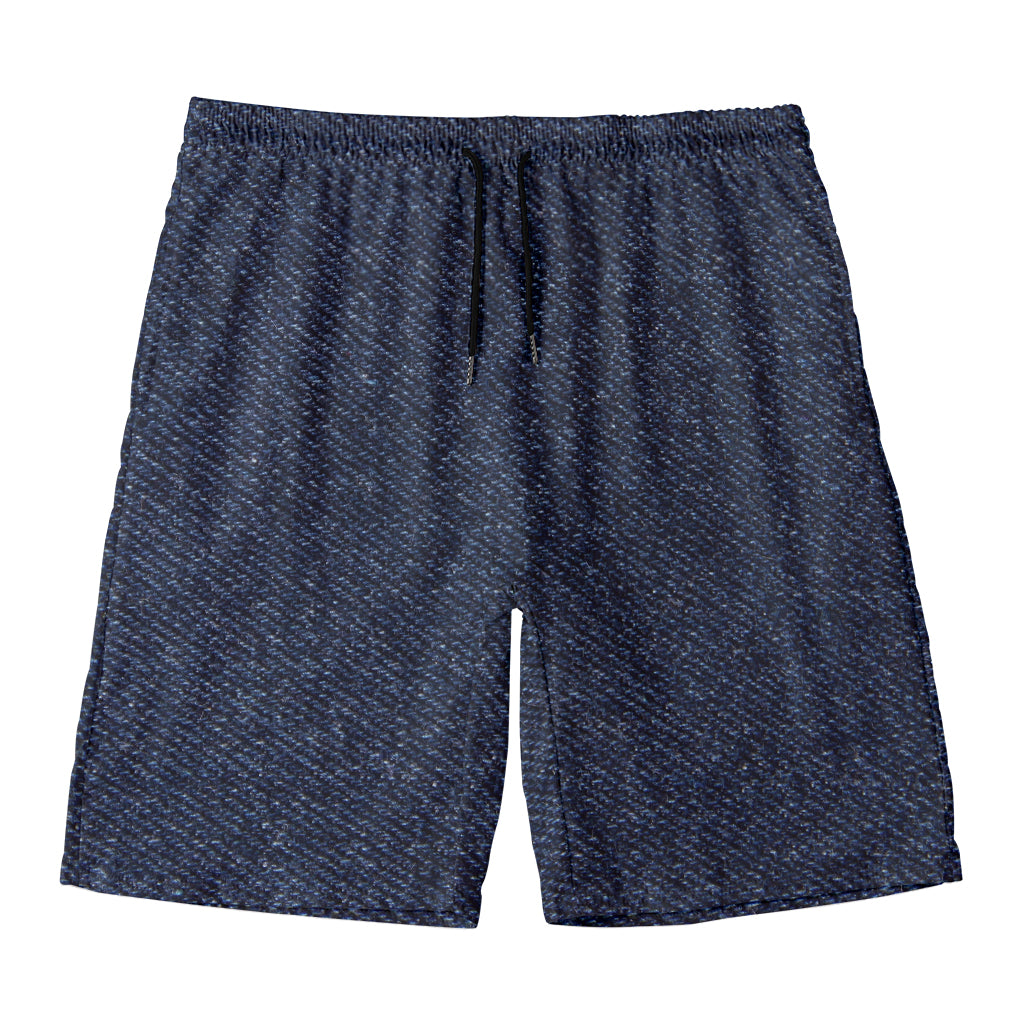 Dark Blue Denim Jeans Print Men's Swim Trunks