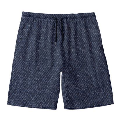 Dark Blue Denim Jeans Print Men's Swim Trunks