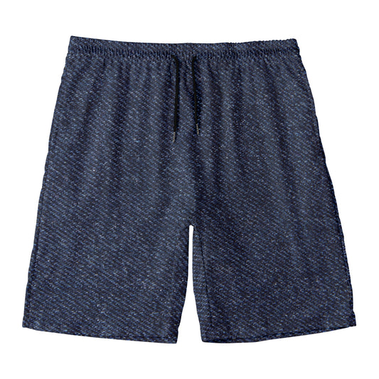Dark Blue Denim Jeans Print Men's Swim Trunks