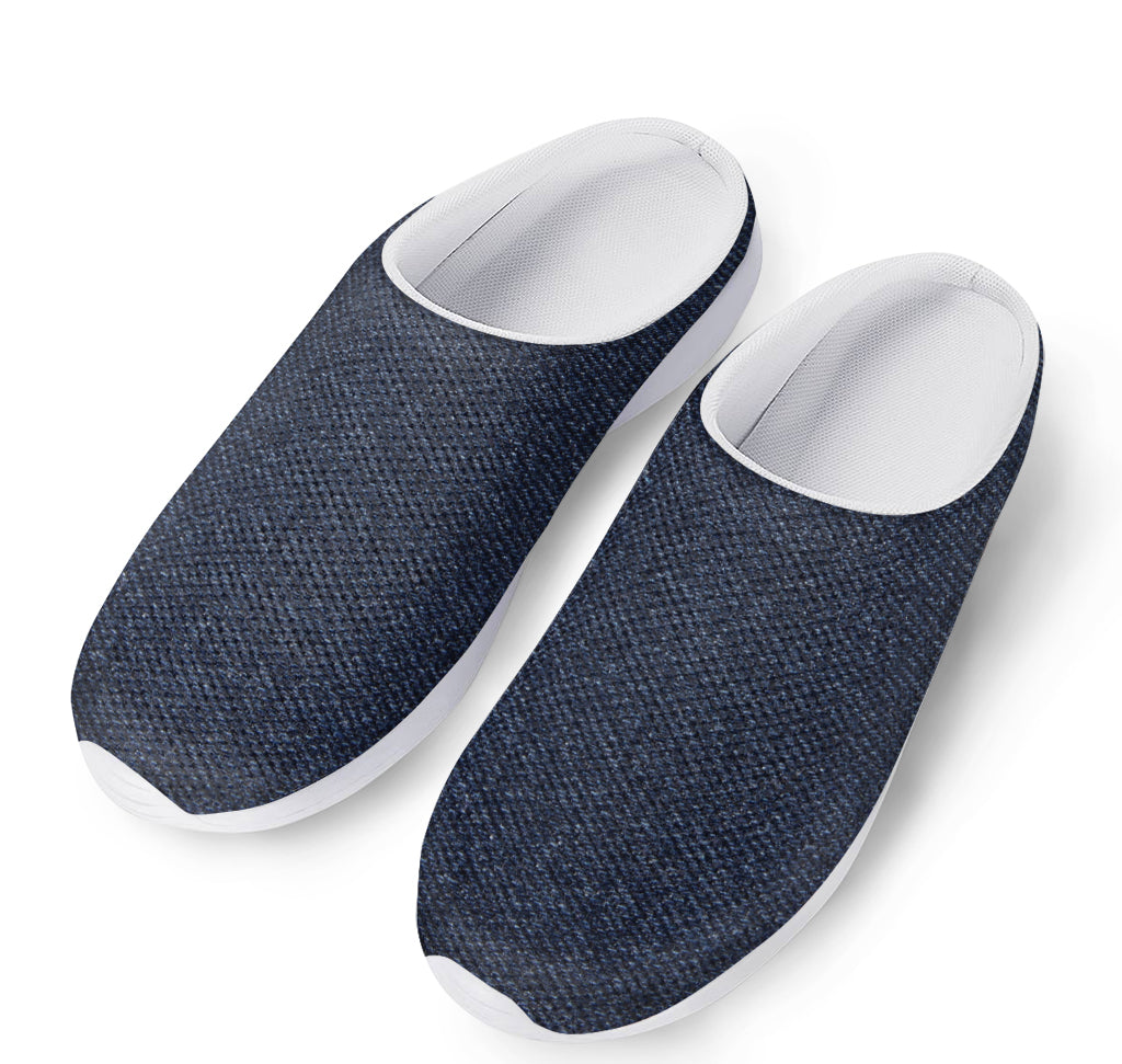 Dark Blue Denim Jeans Print Mesh Casual Shoes