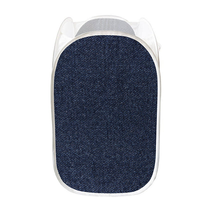Dark Blue Denim Jeans Print Mesh Laundry Hamper