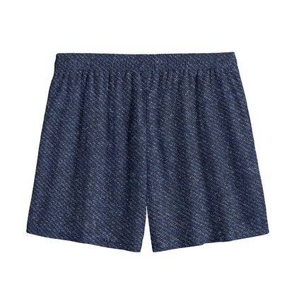 Dark Blue Denim Jeans Print Mesh Shorts