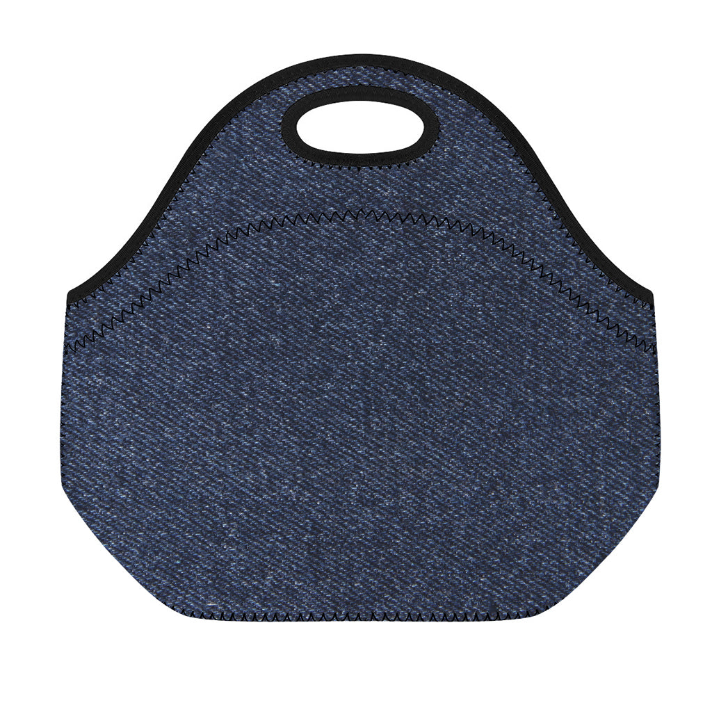 Dark Blue Denim Jeans Print Neoprene Lunch Bag