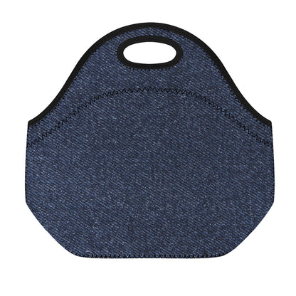 Dark Blue Denim Jeans Print Neoprene Lunch Bag