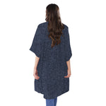Dark Blue Denim Jeans Print Open Front Beach Cover Up