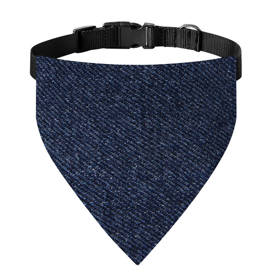 Dark Blue Denim Jeans Print Over The Collar Dog Bandana