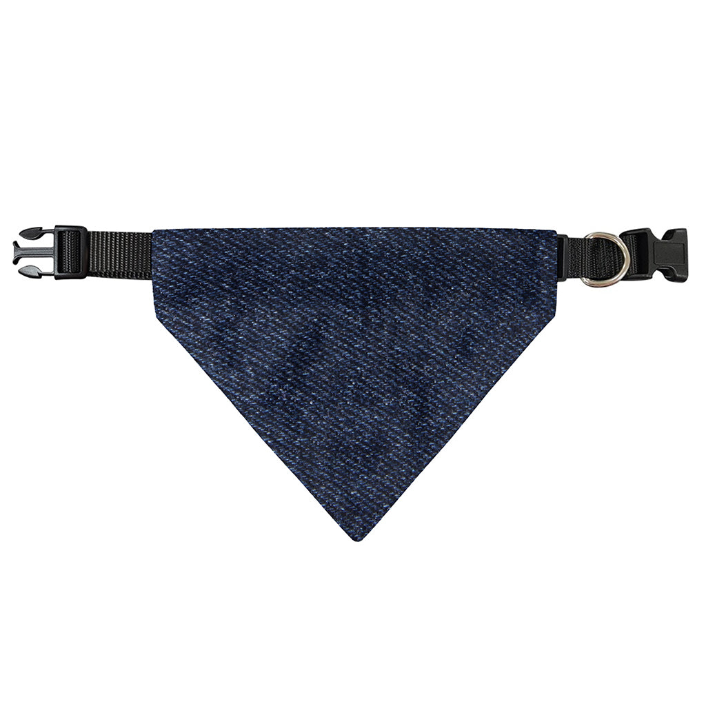 Dark Blue Denim Jeans Print Over The Collar Dog Bandana