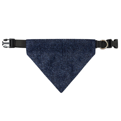 Dark Blue Denim Jeans Print Over The Collar Dog Bandana