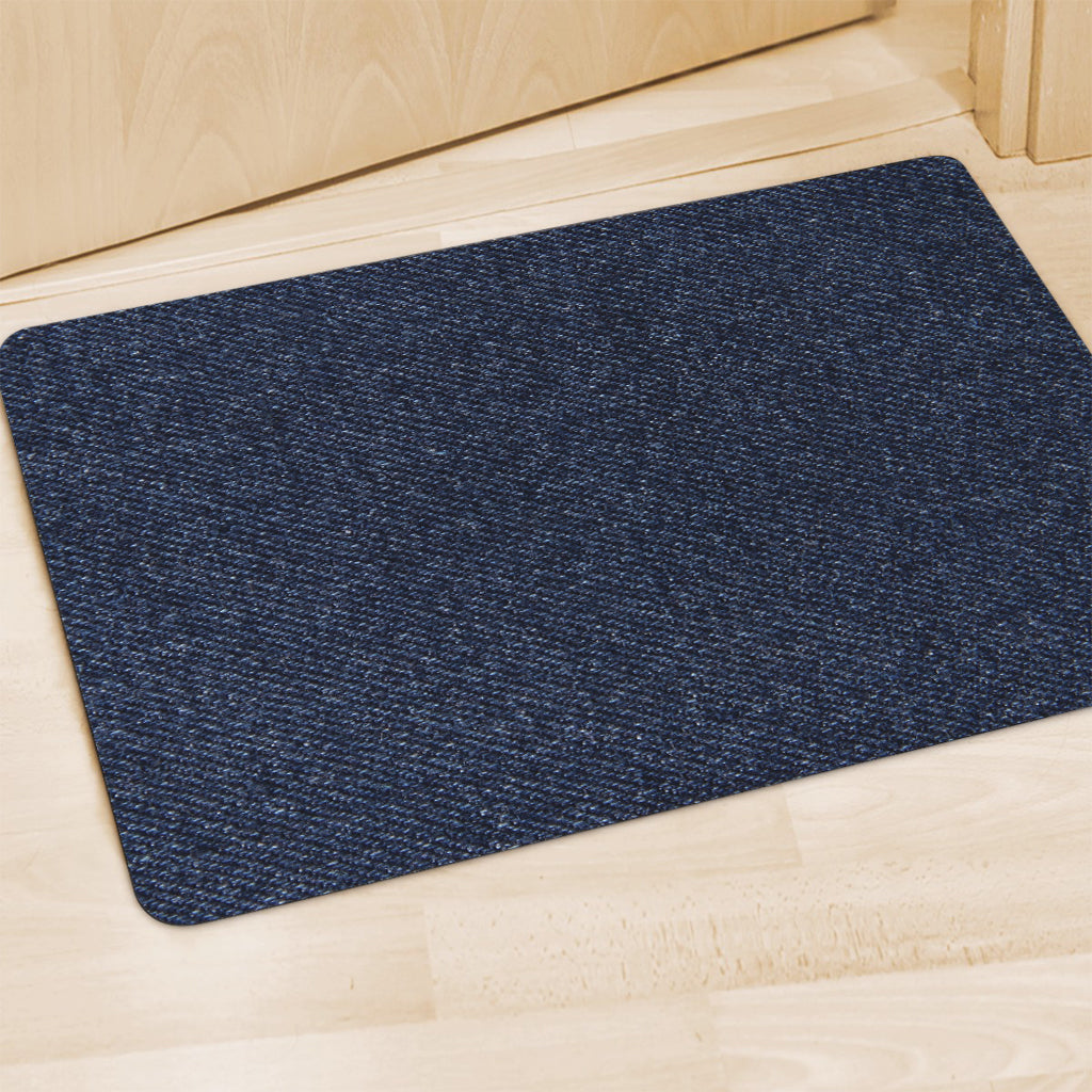 Dark Blue Denim Jeans Print Polyester Doormat