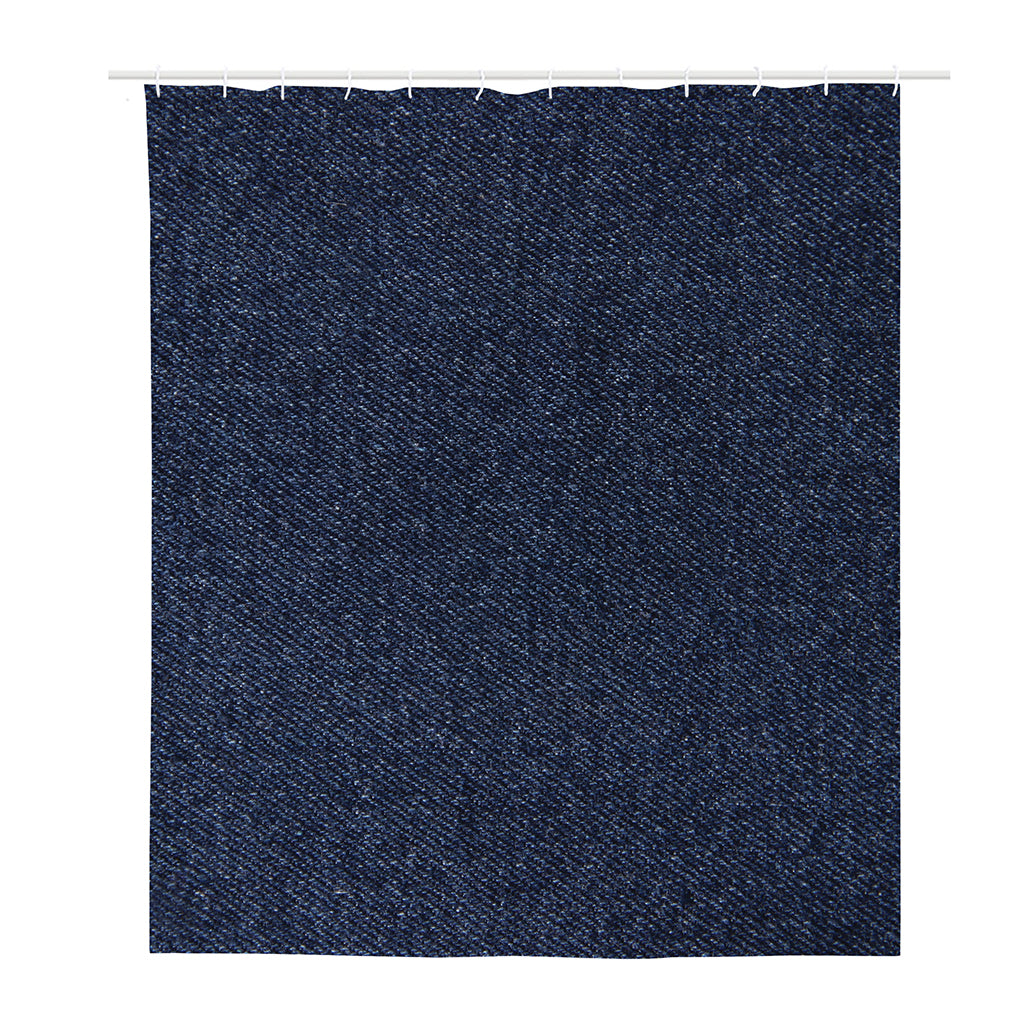 Dark Blue Denim Jeans Print Polyester Shower Curtain