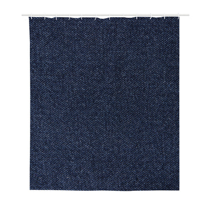 Dark Blue Denim Jeans Print Polyester Shower Curtain