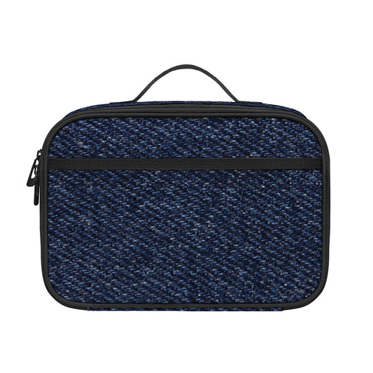 Dark Blue Denim Jeans Print Portable Lunch Bag