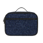 Dark Blue Denim Jeans Print Portable Lunch Bag