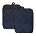 Dark Blue Denim Jeans Print Pot Holders With Pocket