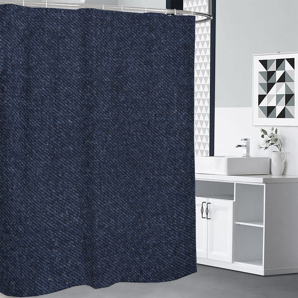 Dark Blue Denim Jeans Print Premium Shower Curtain